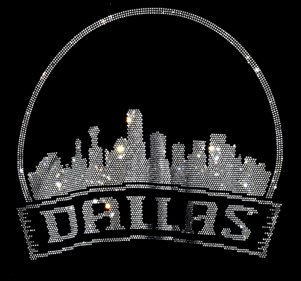 Dallas City Skyline Silhouette Rhinestone Bling T-Shirt, City souvenir Sweatshirt, Custom City Shirt, Aesthetic Vintage Western Tee-Shirt