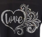 Romantic Floral Heart Love Design Rhinestone T-Shirt, Nature Lover Tee-Shirt, Aesthetic Wild Flower Shaped Sweatshirt, New Mom Gift