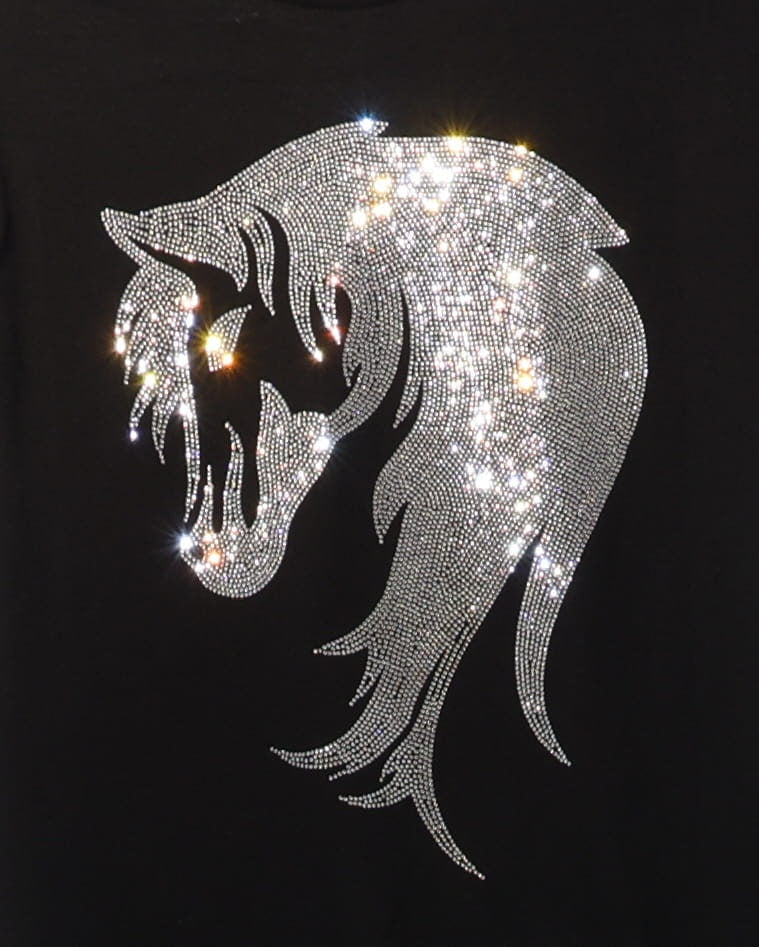 Horse Rhinestone T-Shirt, Horse Lovers Present, Unique Horse Riding Apparel, Social Club Tee-Shirt, Horse Riders Shirt for Men or Women Secondary image