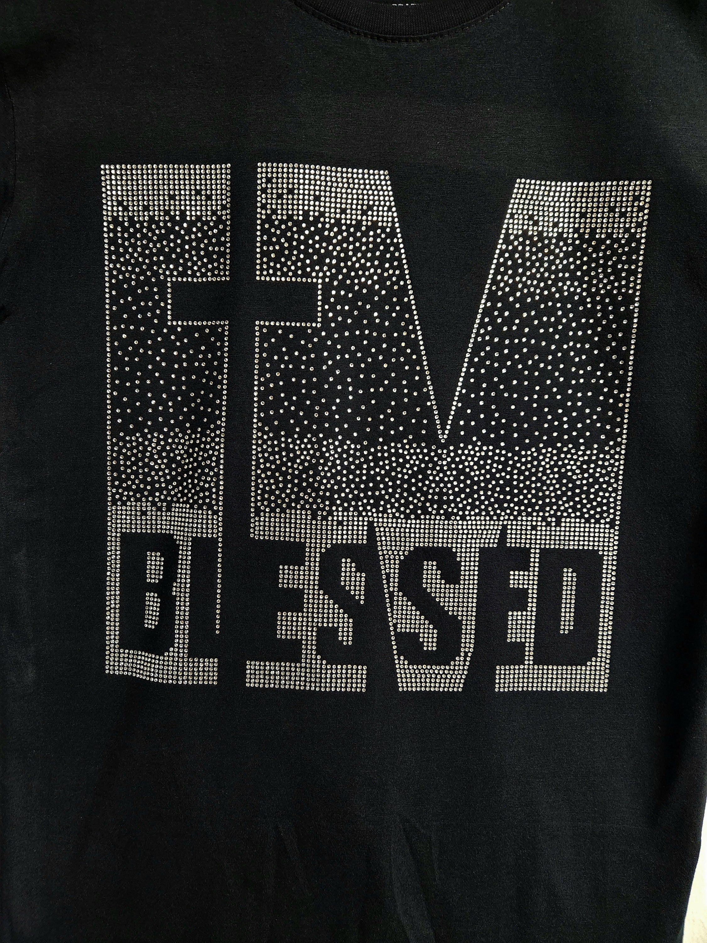 Rhinestone Blessed T-Shirt: Christian Cross Tee