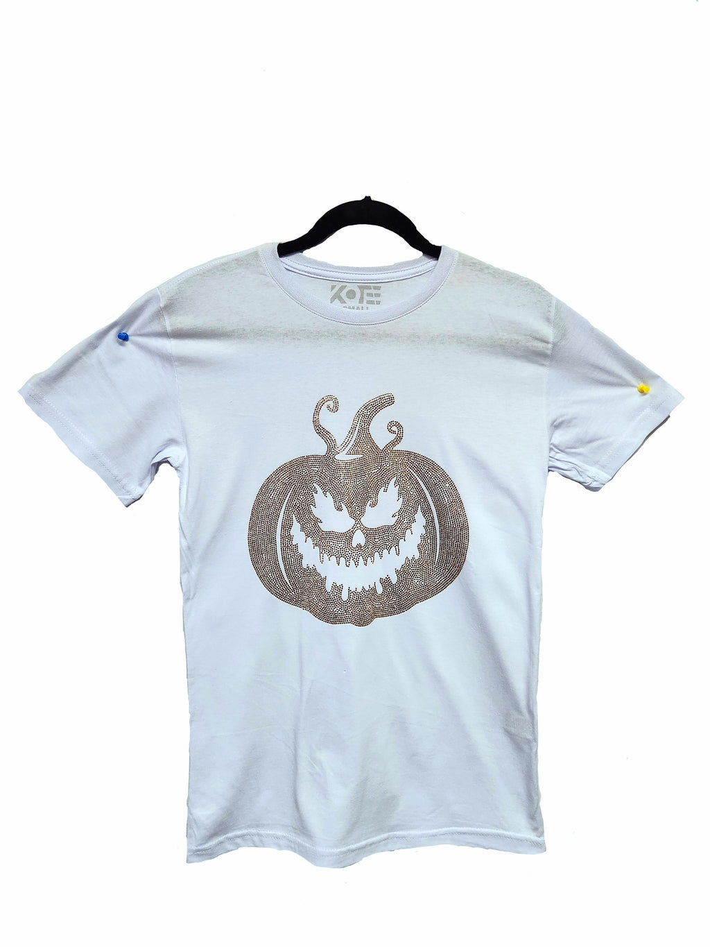 Rhinestone Pumpkin Halloween T-Shirt: Scary Evil Design
