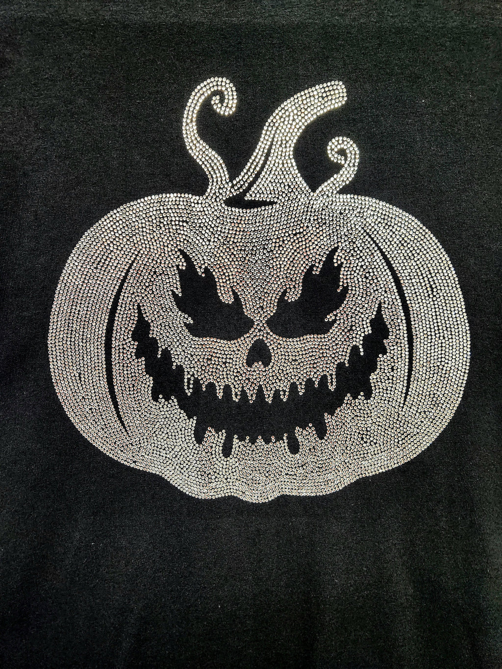 Rhinestone Pumpkin Halloween T-Shirt: Scary Evil Design