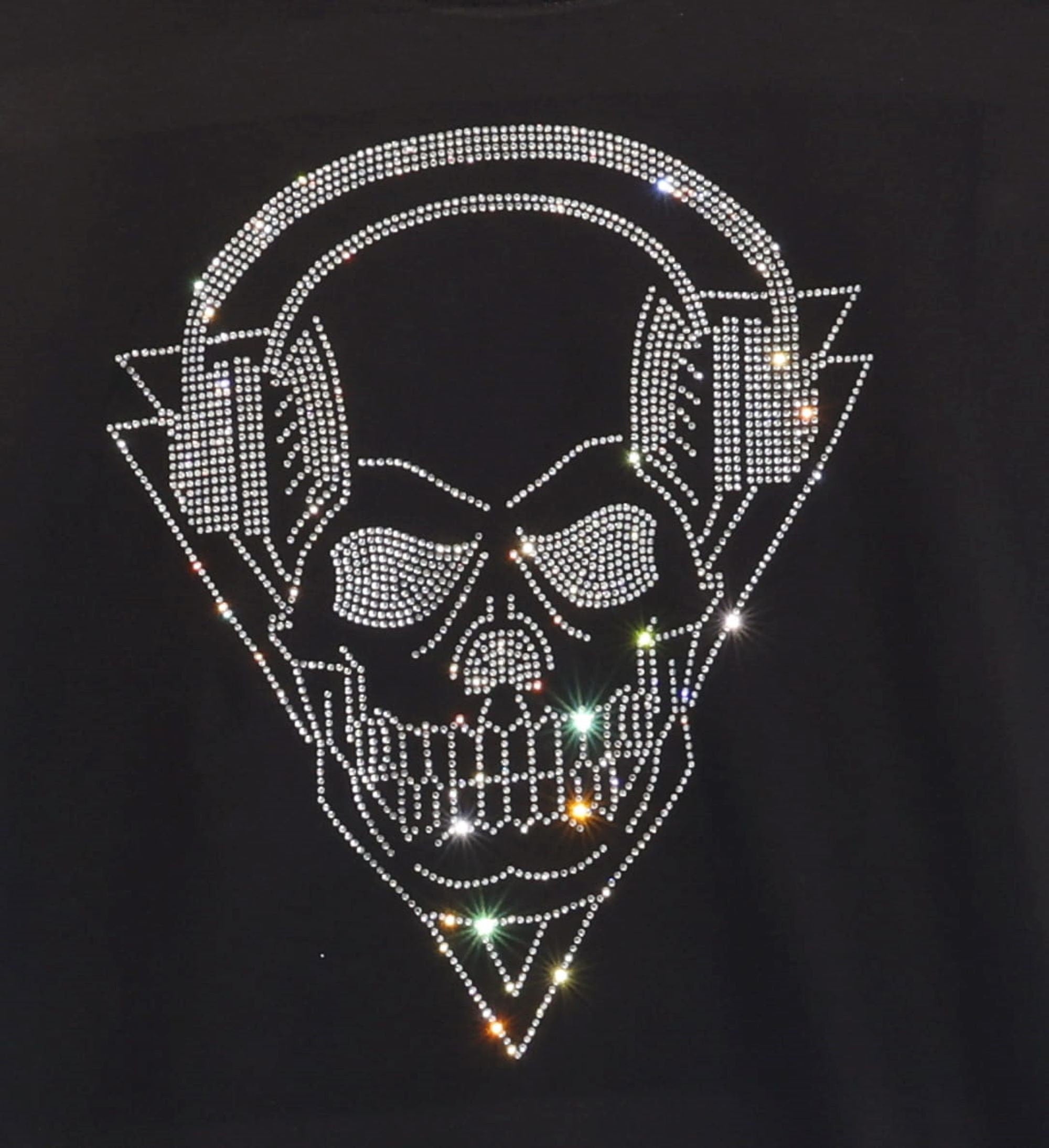 Rock and Roll Skull Rhinestone Bling T-Shirt, Unisex Gothic Outfit, Cool Design Shirt, Music Concert Tour Tee-Shirt, Festival Apparel