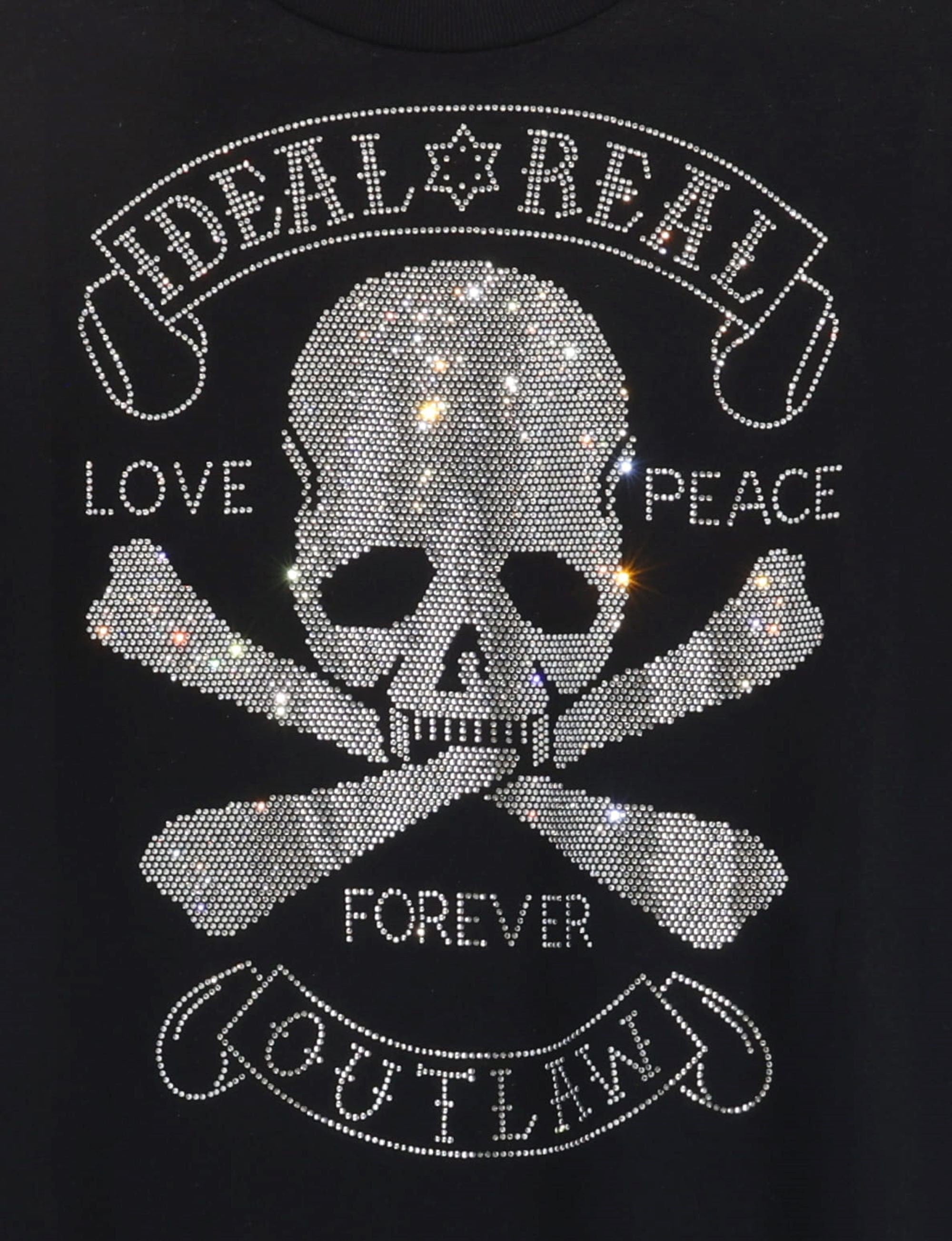 Love Peace Forever & Skull Outlaw, Rhinestone Bling T-Shirt, Skull Tee-Shirt for Men, Rebel Wear, Outlaw Sweatshirt, Skull Face Shirt Secondary image