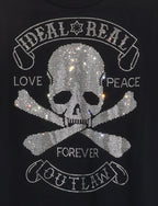 Love Peace Forever & Skull Outlaw, Rhinestone Bling T-Shirt, Skull Tee-Shirt for Men, Rebel Wear, Outlaw Sweatshirt, Skull Face Shirt