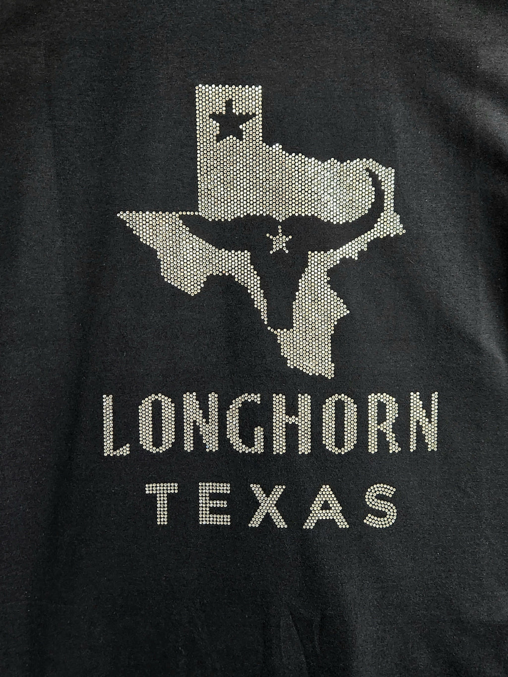 Texas Longhorn Rhinestone T-Shirt: Starry Boot Map, Bling Top