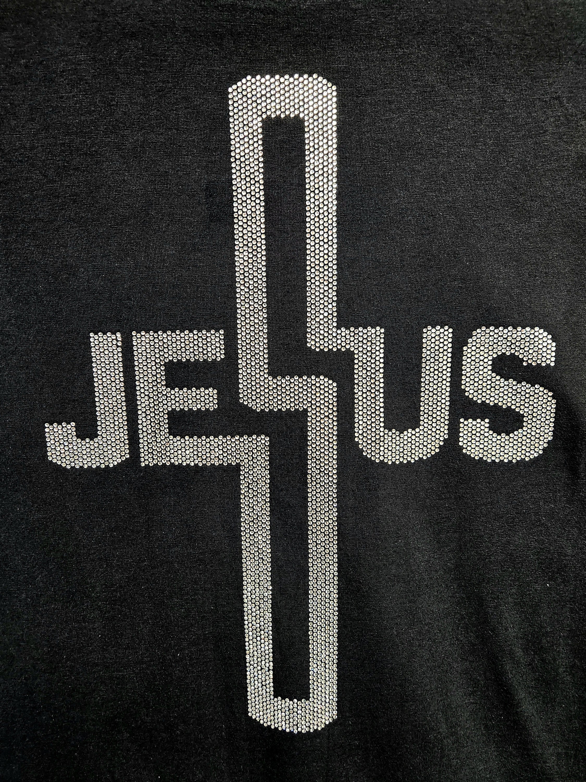 Rhinestone Jesus Cross T-Shirt: Christian Sparkle Apparel