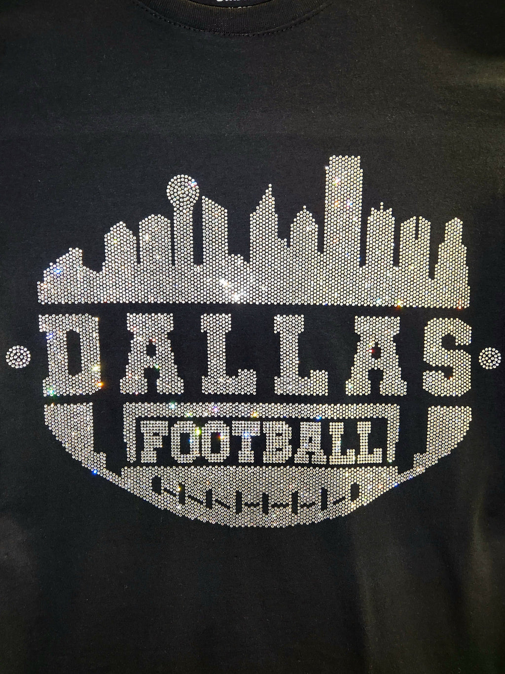 Dallas Football Rhinestone T-Shirt: City Silhouette Bling