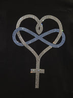 Rhinestone Heart Cross T-Shirt: Faith Hope Love Tee
