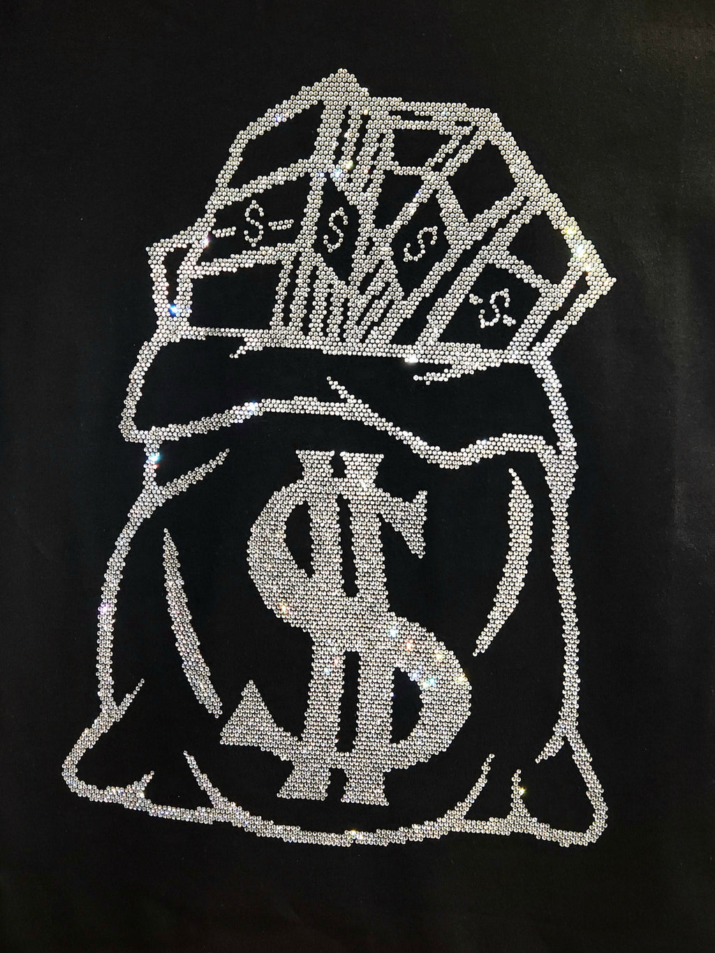 Rhinestone Money Bag T-Shirt: Wealth & Success Tee