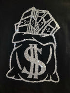 Rhinestone Money Bag T-Shirt: Wealth & Success Tee