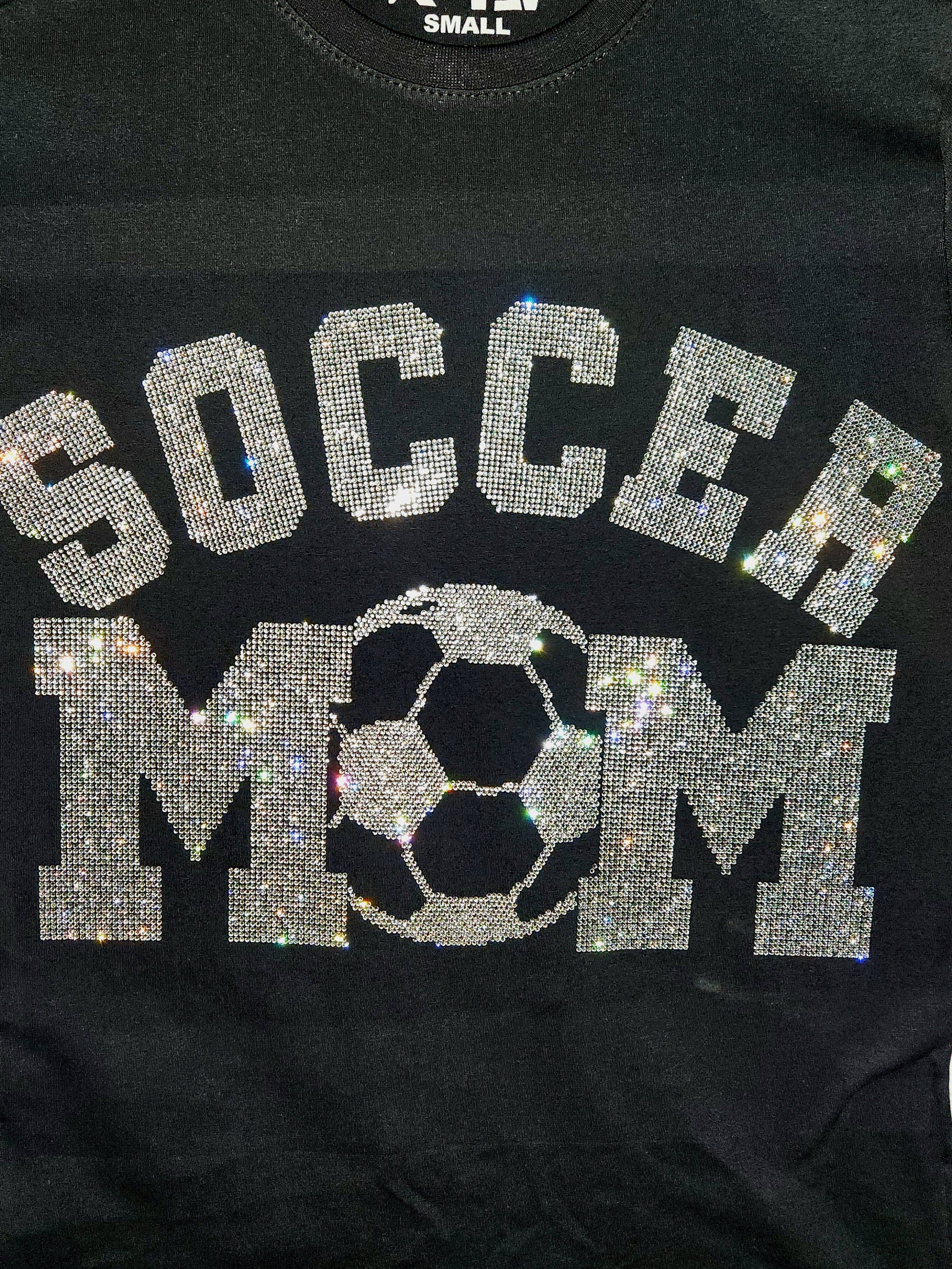 Soccer Mom Rhinestone Bling Bling Short Sleeve T-shirt