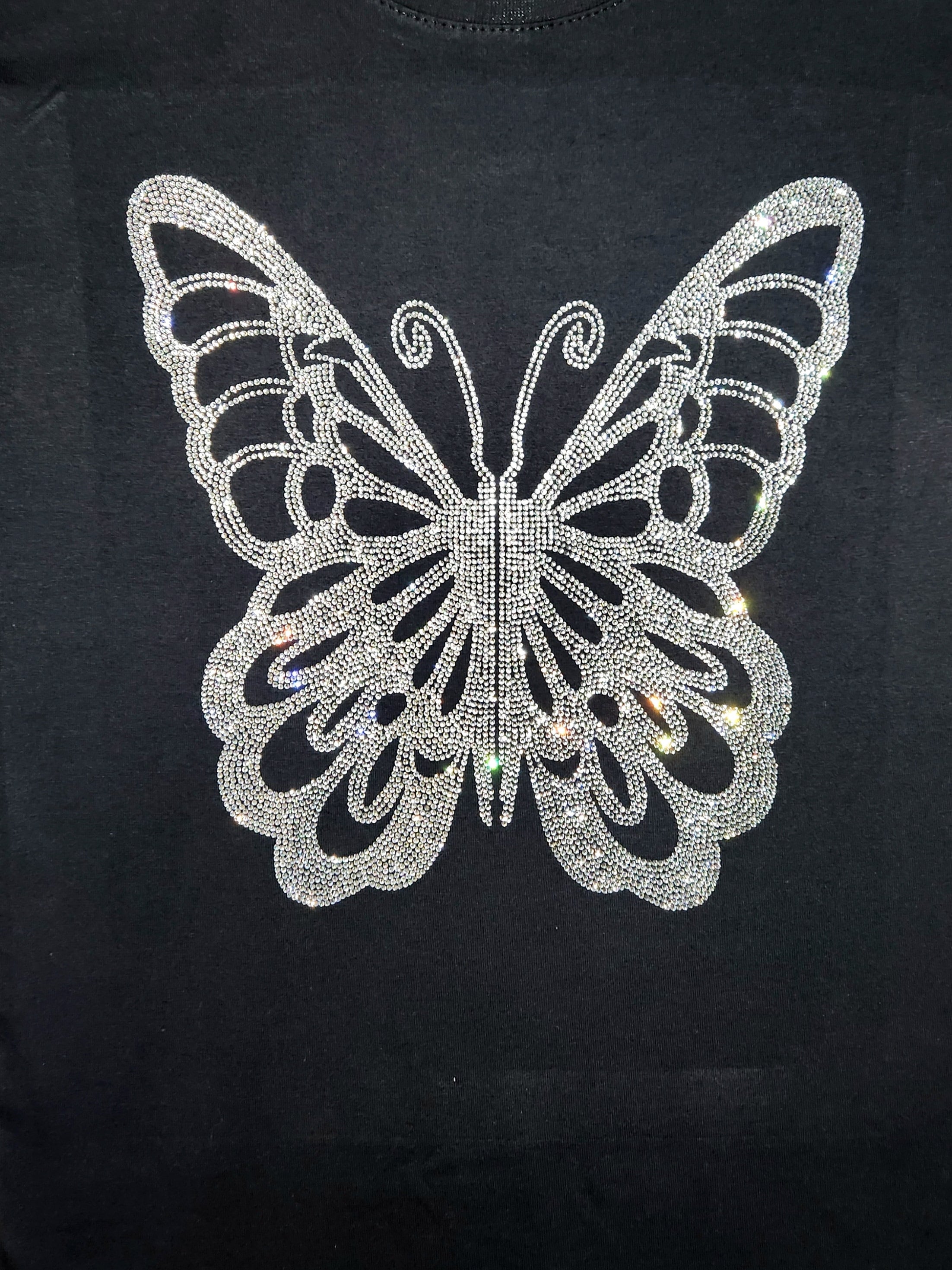 Rhinestone Butterfly T-Shirt: Elegant Spring Fashion Top