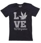 Love Weed It's Organic Rhinestone Bling T-Shirt, Weed Lover Tee-Shirt, Cozy Weed Clothing, Unisex Relationship Top, Vintage Weed Shirt