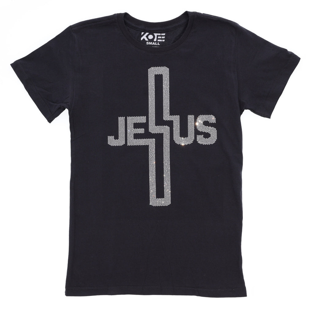 Rhinestone Jesus Cross T-Shirt: Christian Sparkle Apparel