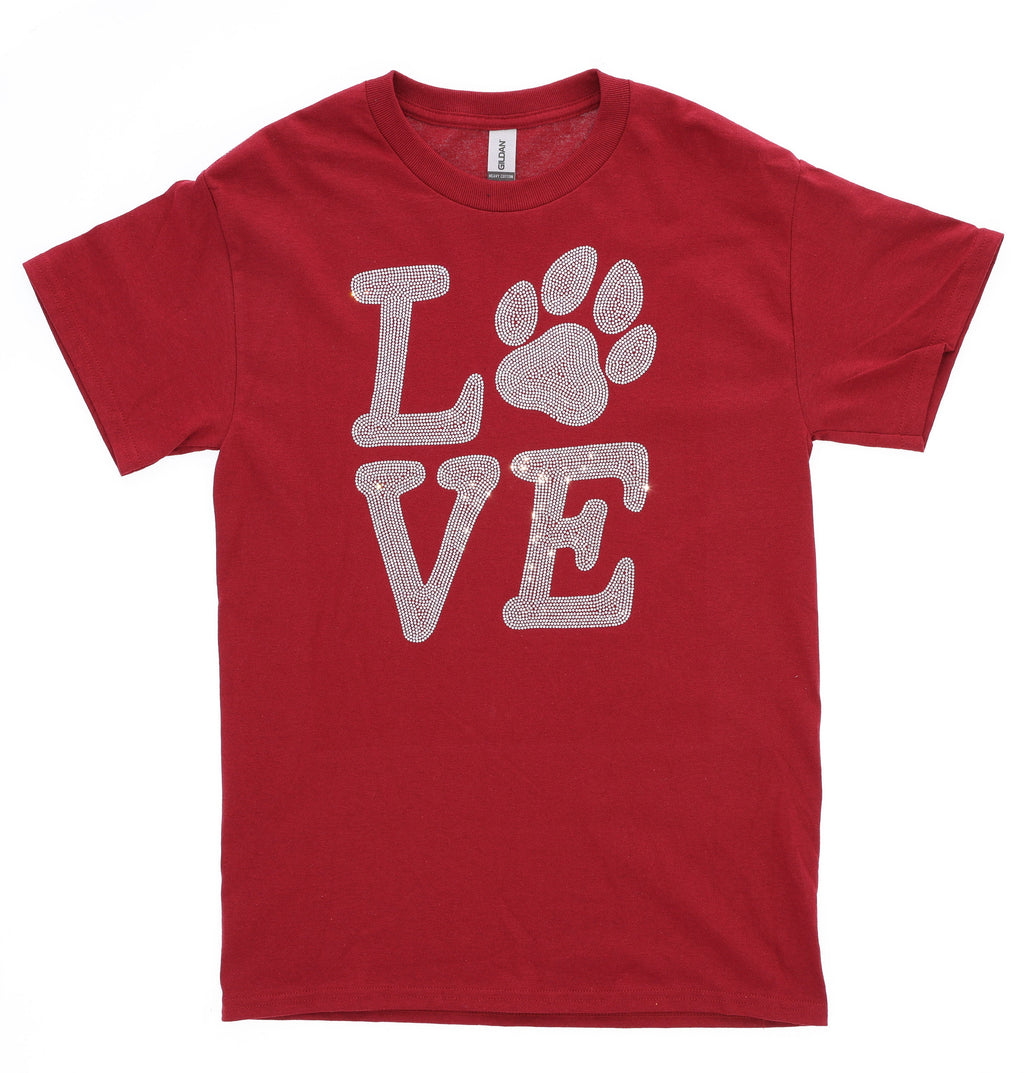 Love Paw Rhinestone T-Shirt: Pet Lover Apparel