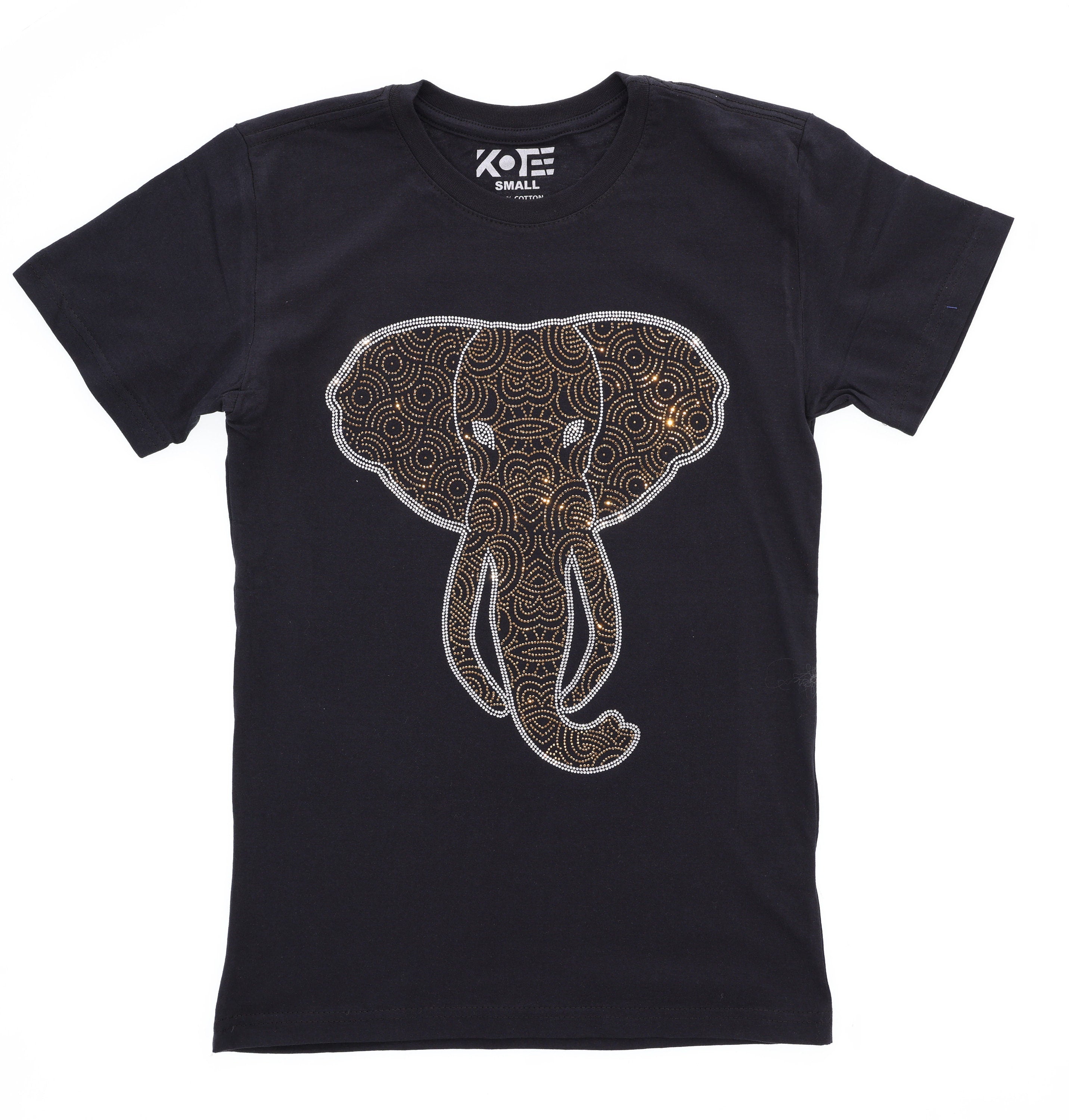 Rhinestone Elephant T-Shirt: Mandala Style Wildlife Tee Main image