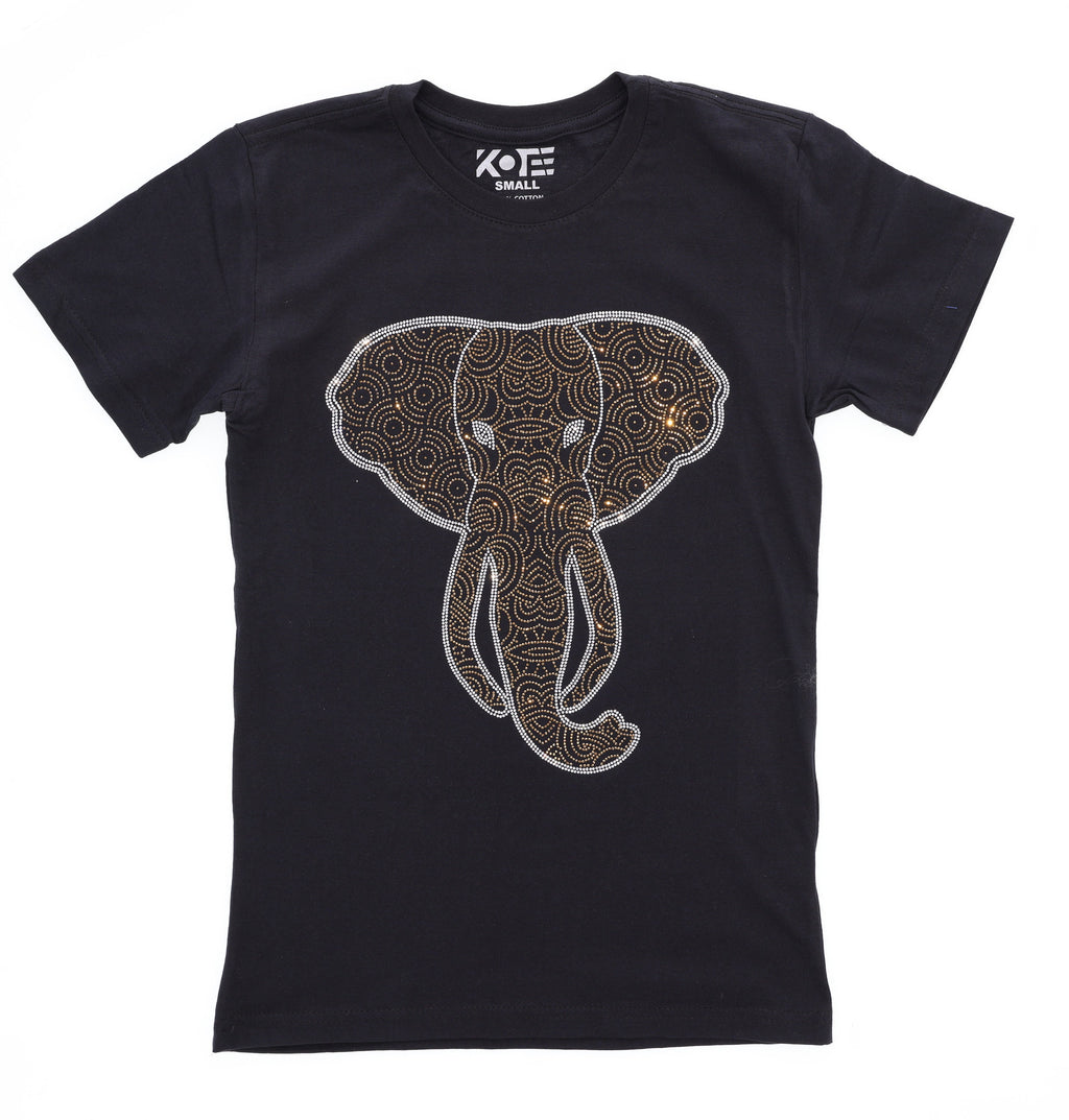 Rhinestone Elephant T-Shirt: Mandala Style Wildlife Tee