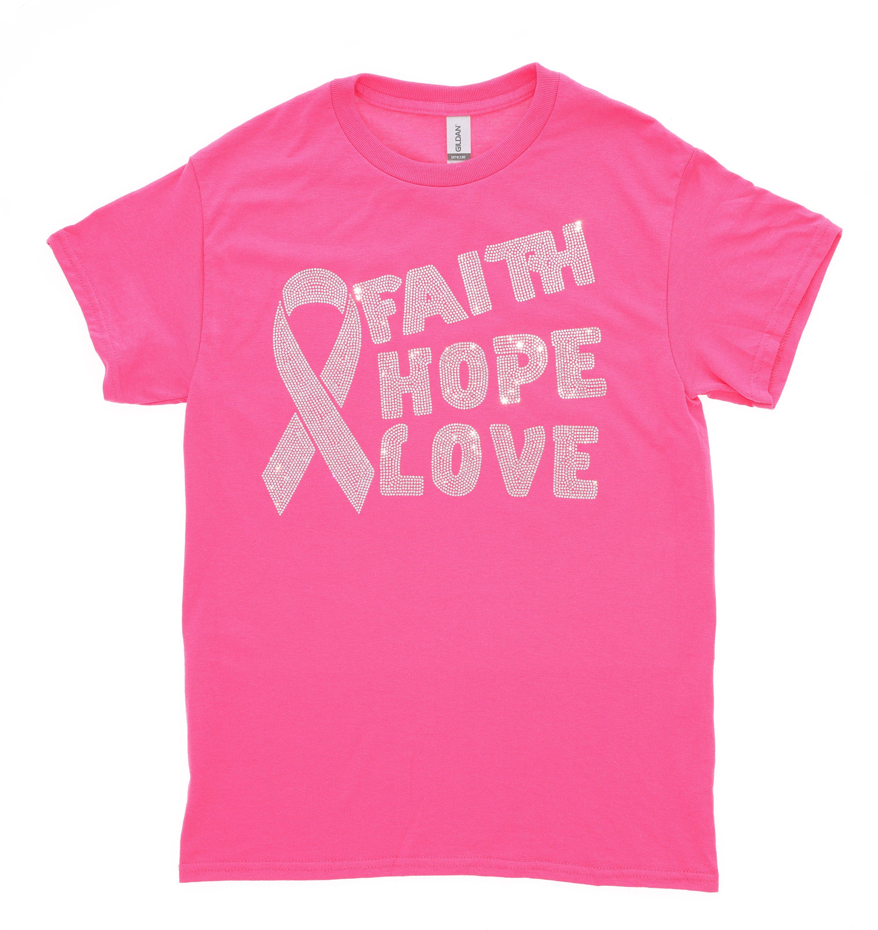 Pink Rhinestone Ribbon T-Shirt: Cancer Awareness Gift Main image