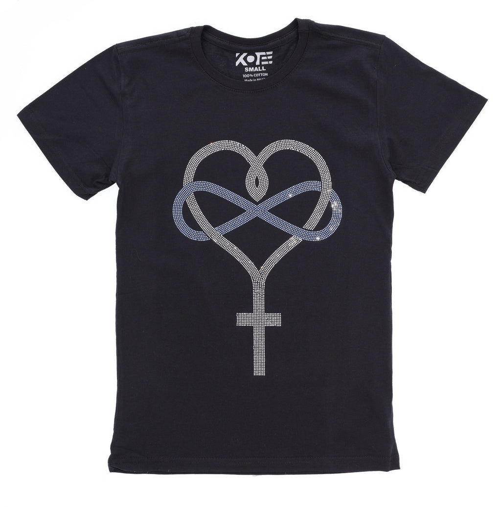 Rhinestone Heart Cross T-Shirt: Faith Hope Love Tee