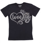 Romantic Floral Heart Love Design Rhinestone T-Shirt, Nature Lover Tee-Shirt, Aesthetic Wild Flower Shaped Sweatshirt, New Mom Gift