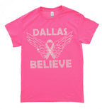 Cancer Awareness Custom City /Name Believe Rhinestone Bling Bling Short Sleeve T-shirt