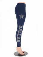 Dallas Rhinestone Football Leggings: Team Fan Active Wear