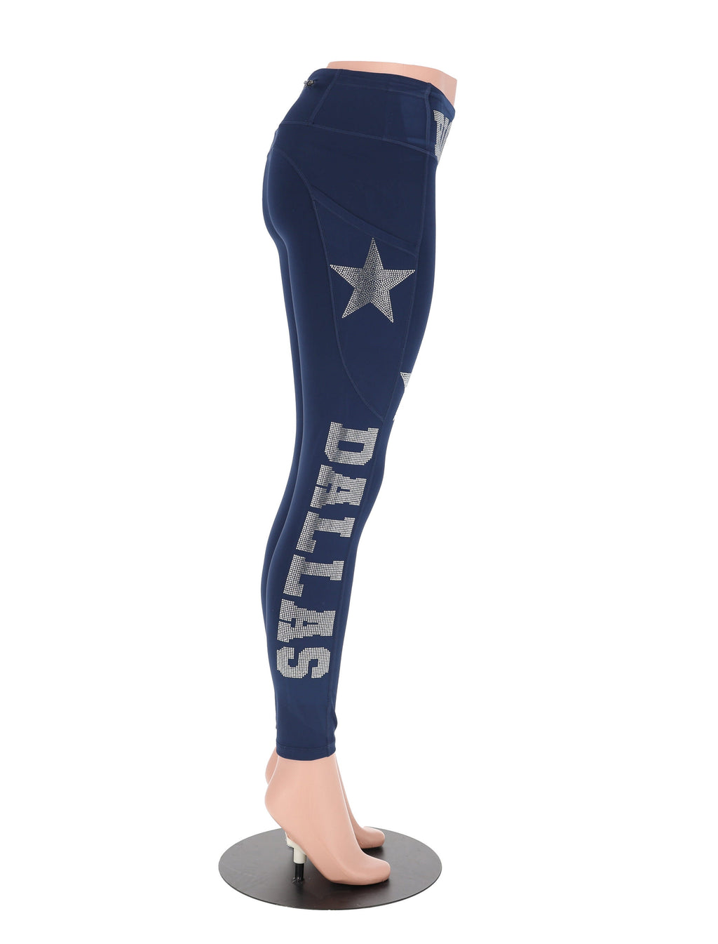 Custom Rhinestone Football Leggings: High Waist Yoga Pants with Pocket