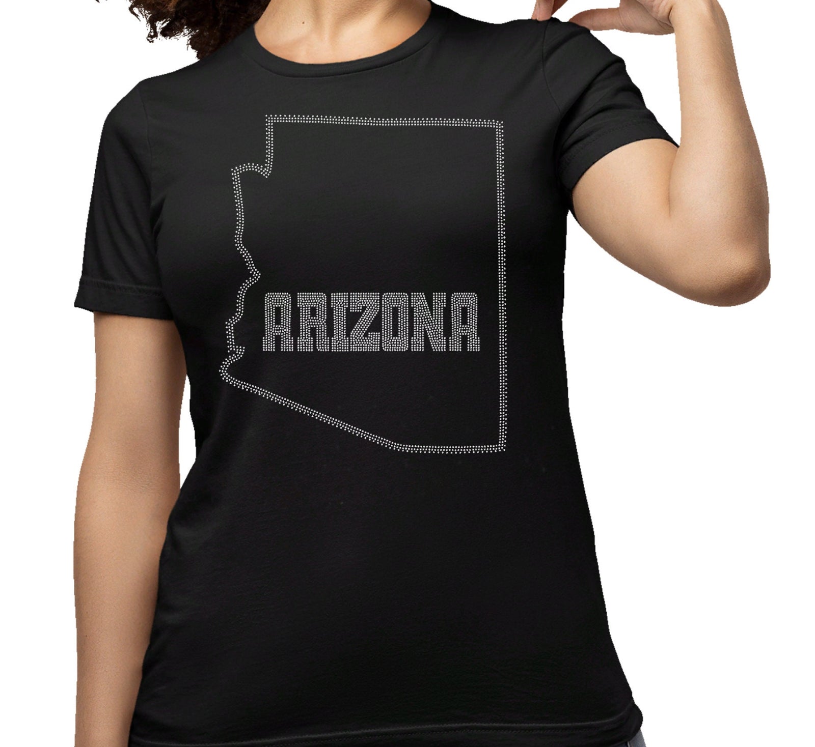 Arizona State Map Rhinestone T-Shirt: Arizona Pride Souvenir