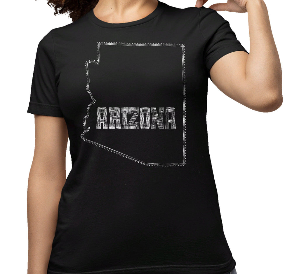 Arizona State Map Rhinestone T-Shirt: Arizona Pride Souvenir