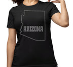 Arizona State Map Rhinestone T-Shirt: Arizona Pride Souvenir