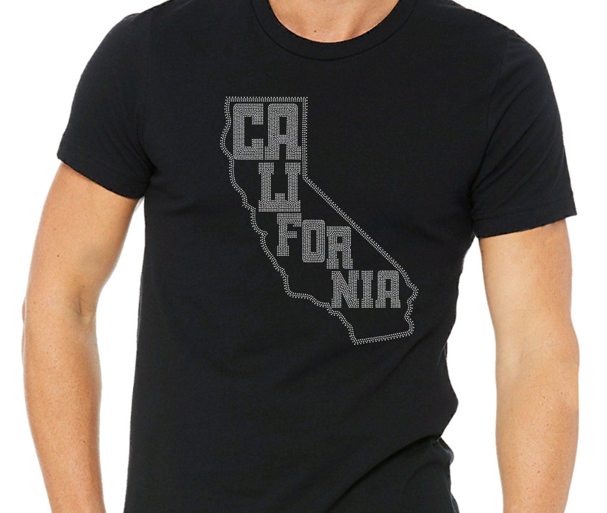 Rhinestone California Map T-Shirt: Cali Souvenir Tee Secondary image