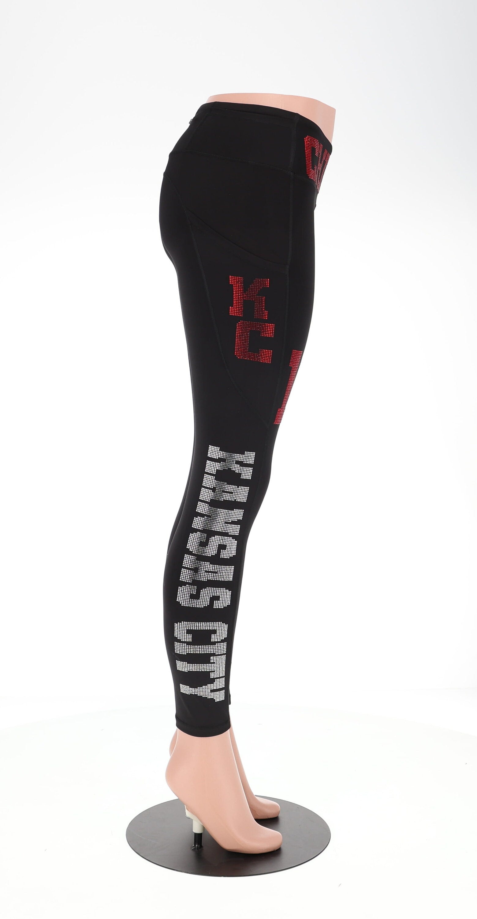Custom Rhinestone Football Leggings: High Waist Yoga Pants with Pocket