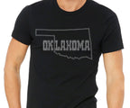 Oklahoma Rhinestone T-Shirt: Silver & Crimson Map Design