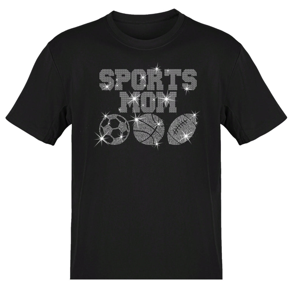 Rhinestone Sports Mom T-Shirt: Football, Basketball, Soccer