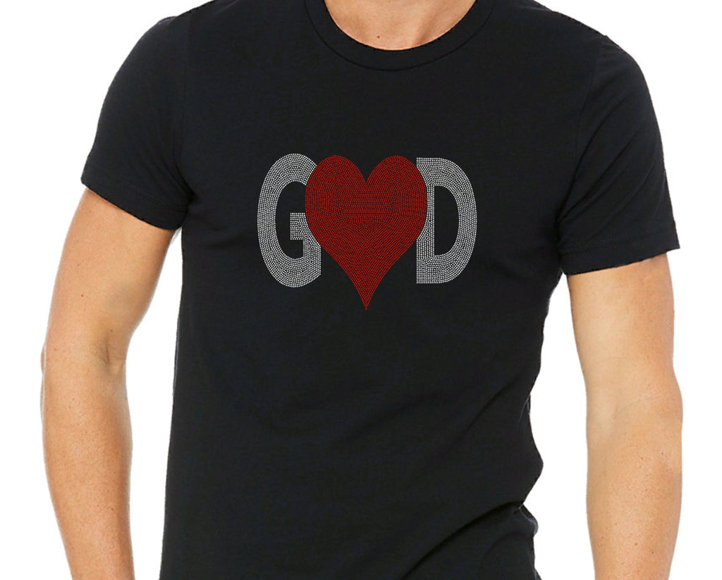 Rhinestone GOD Heart T-Shirt: Spiritual Bella Canvas Tee