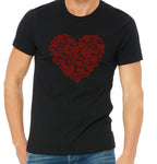 Heart Love Rhinestone T-Shirt, Matching Heart Design Tee-Shirt, Ladies Special Top Sweatshirt, Romantic Gift Idea for Girlfriend & Boyfriend