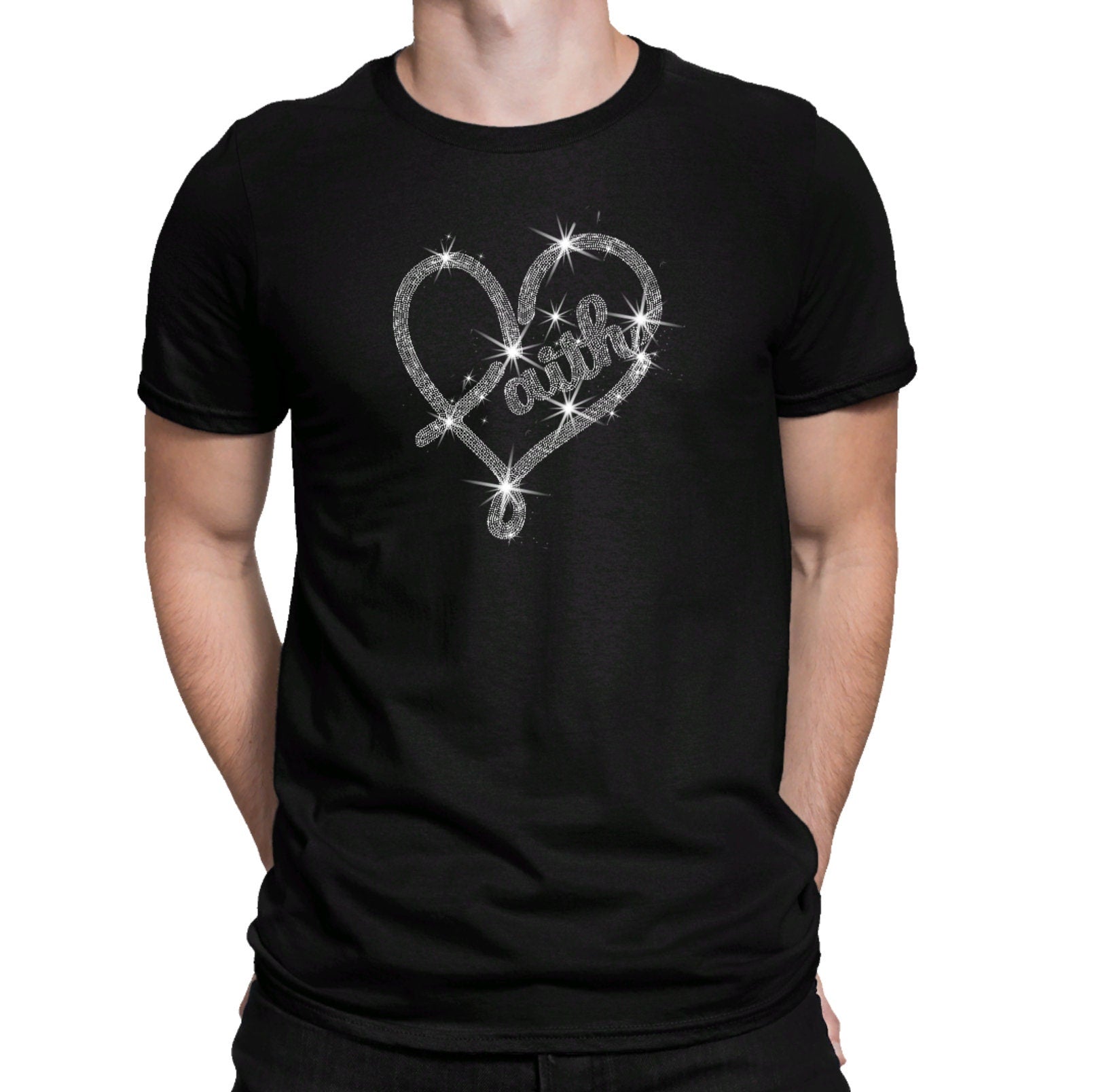 Faith Heart Rhinestone T-Shirt: Believer's Gift Top