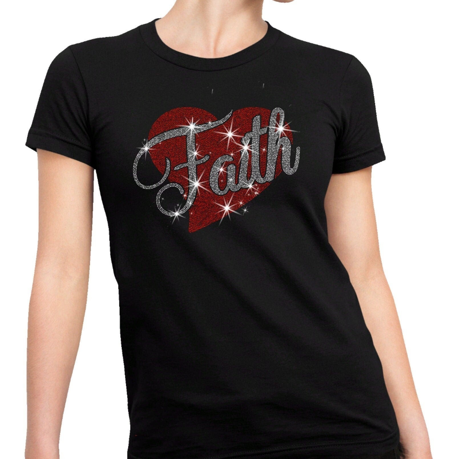 Faith Rhinestone T-Shirt: Christian Love & Grace Gift