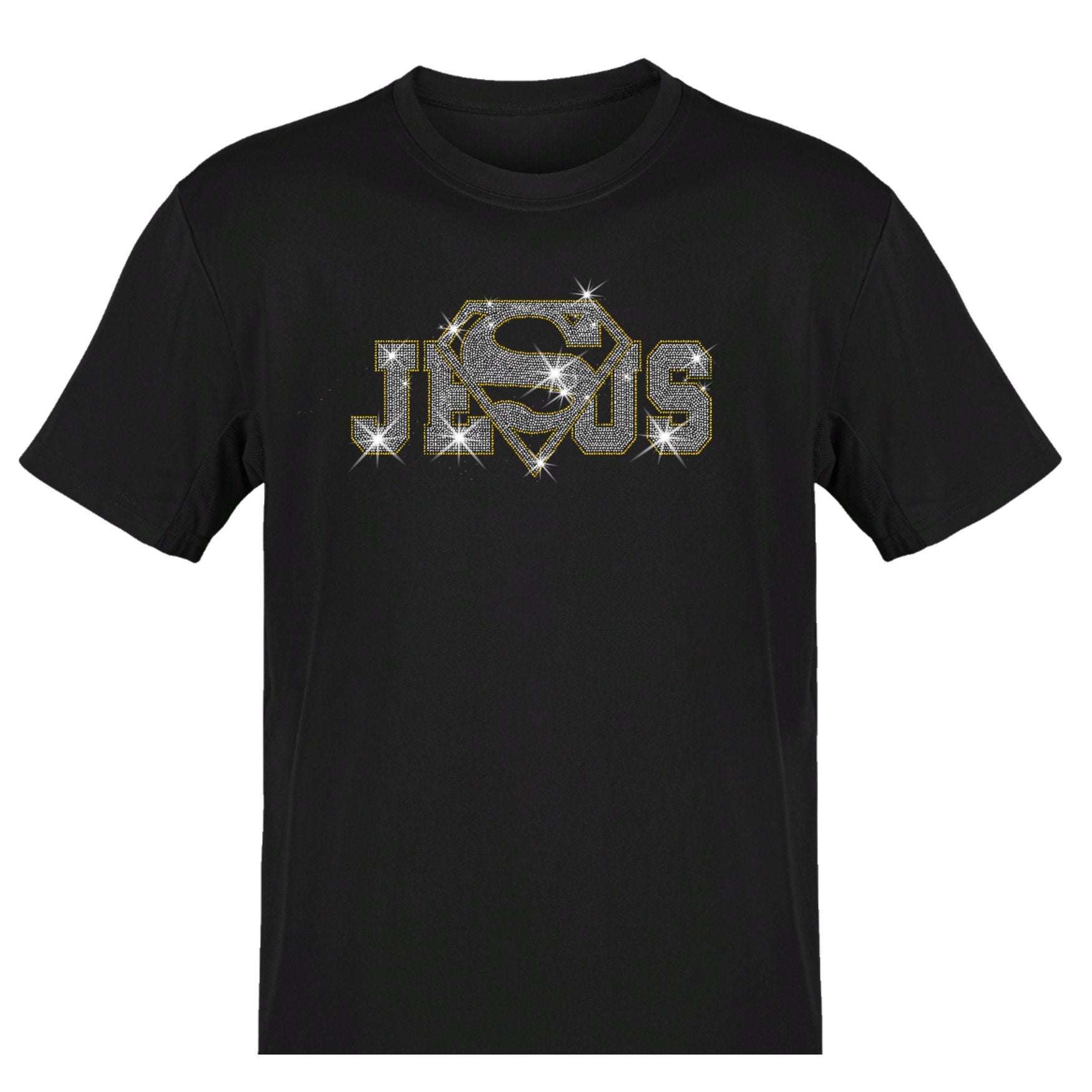 Jesus Saves Rhinestone T-Shirt: Christian Superhero Tee