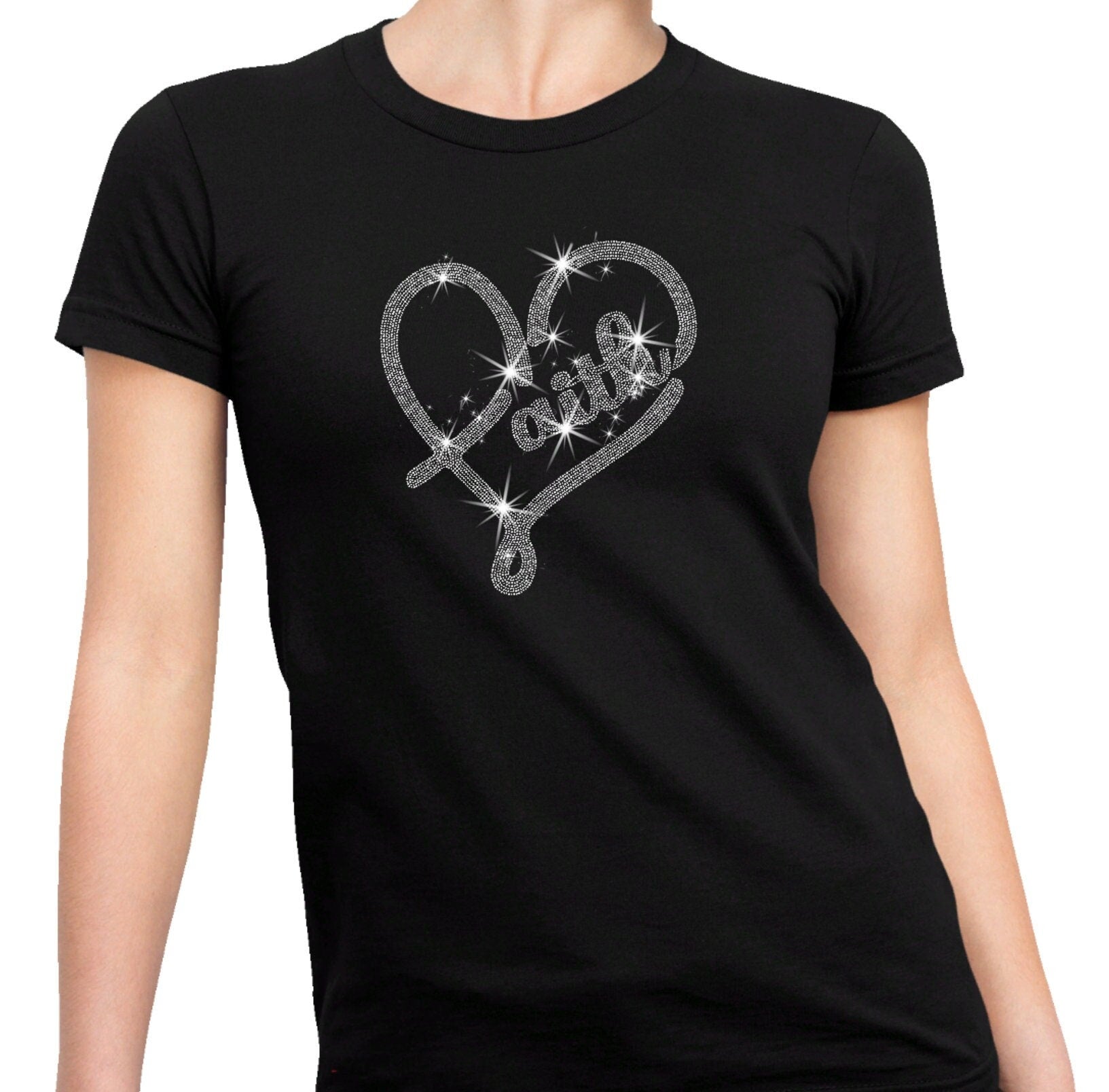 Faith Heart Rhinestone T-Shirt: Believer's Gift Top Main image