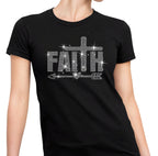 Faith Rhinestone T-Shirt: Christian Cross Arrow Design