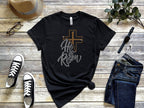 He Is Risen Rhinestone Easter T-Shirt: Christian Apparel
