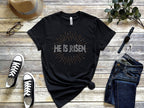 He Is Risen Rhinestone T-Shirt: Sparkling Easter Christian Tee