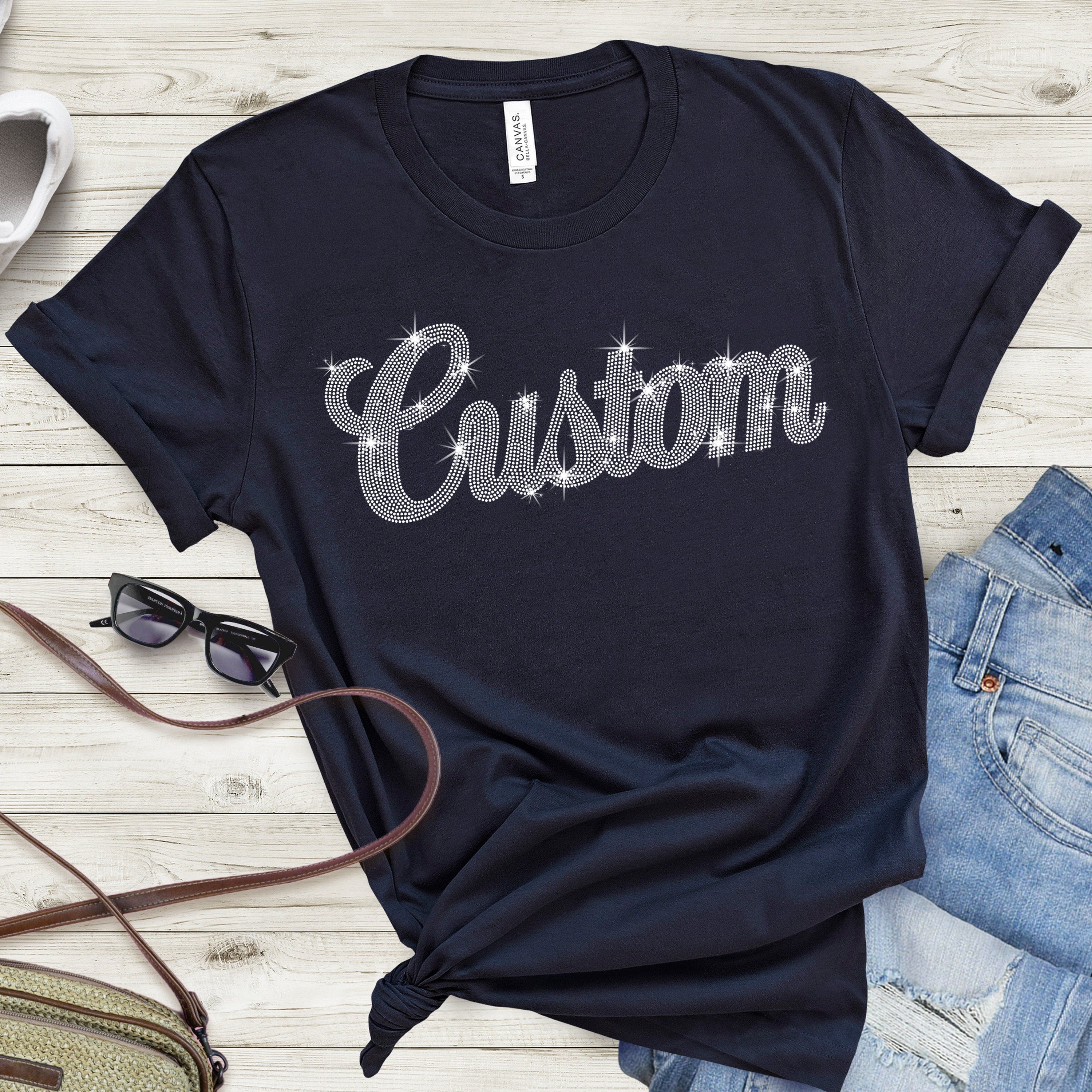 Custom Rhinestone T-Shirt: Personalized Sparkle Design Secondary image