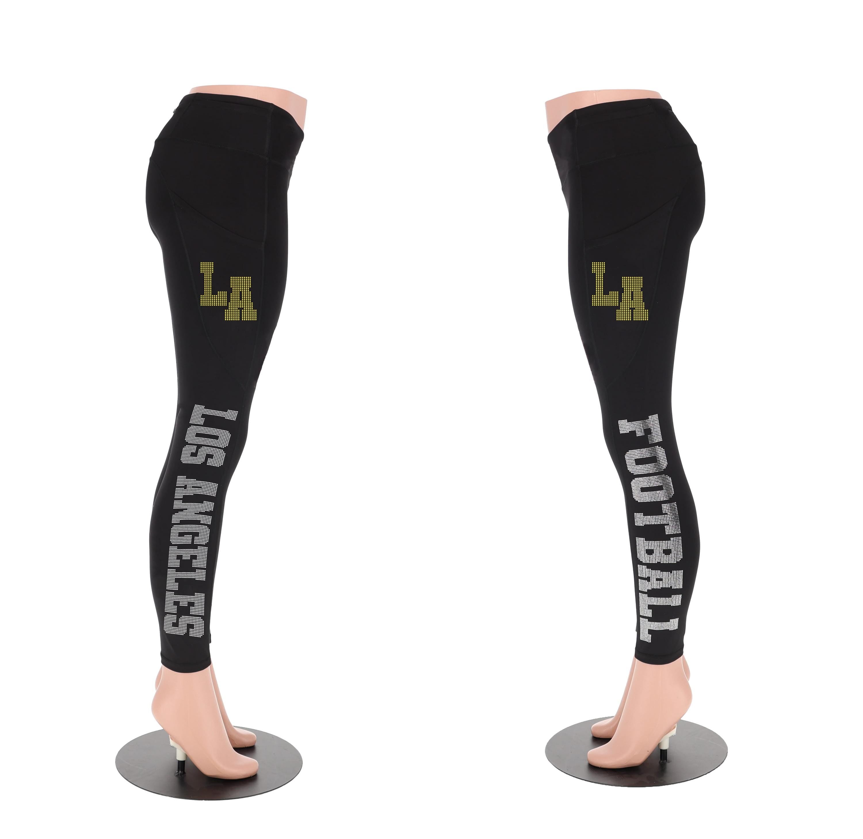 Los Angeles Rhinestone Football Leggings: Bling Tailgate Yoga Pants