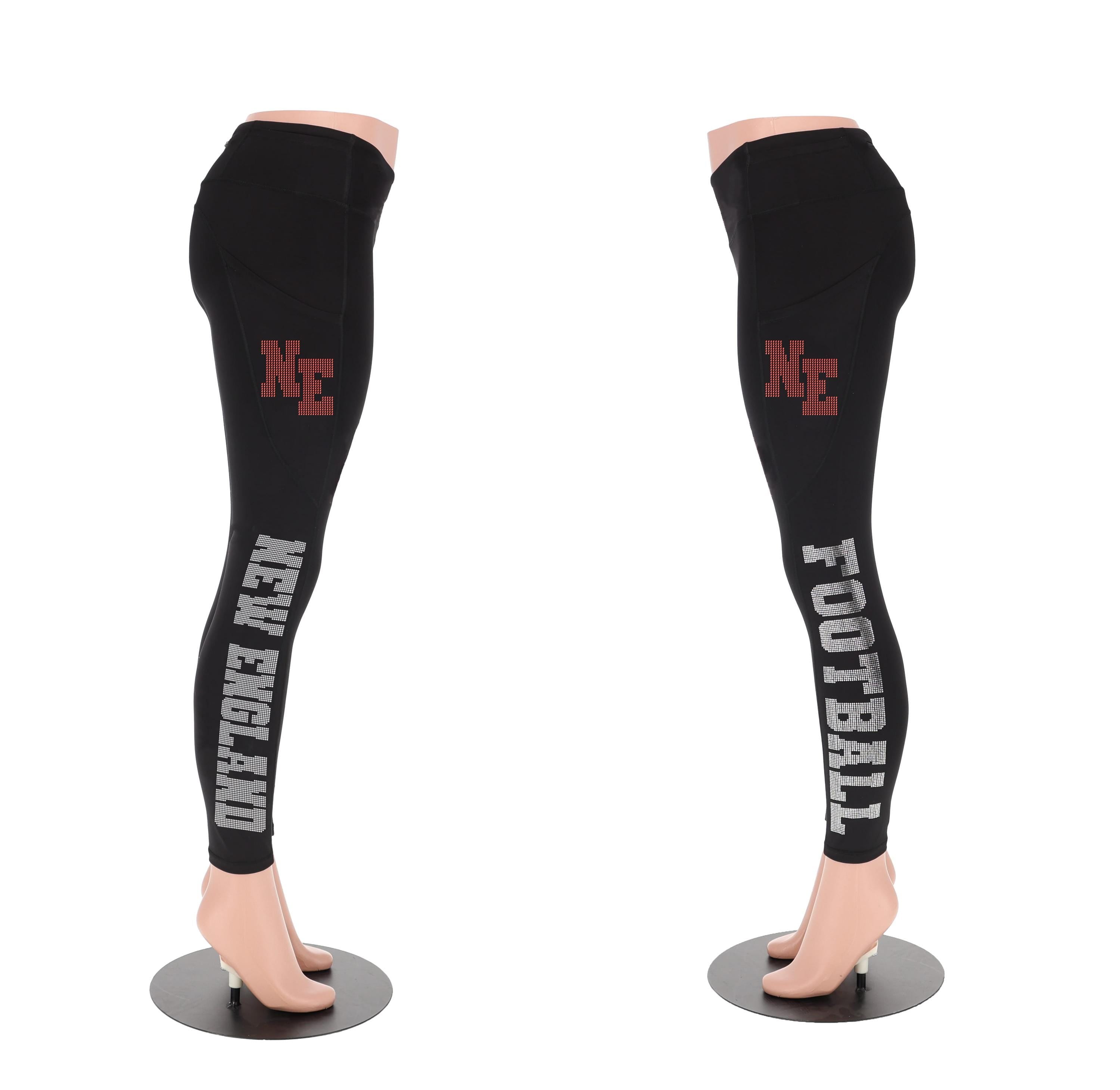 Rhinestone Football Leggings: New England Glitter Yoga Pants