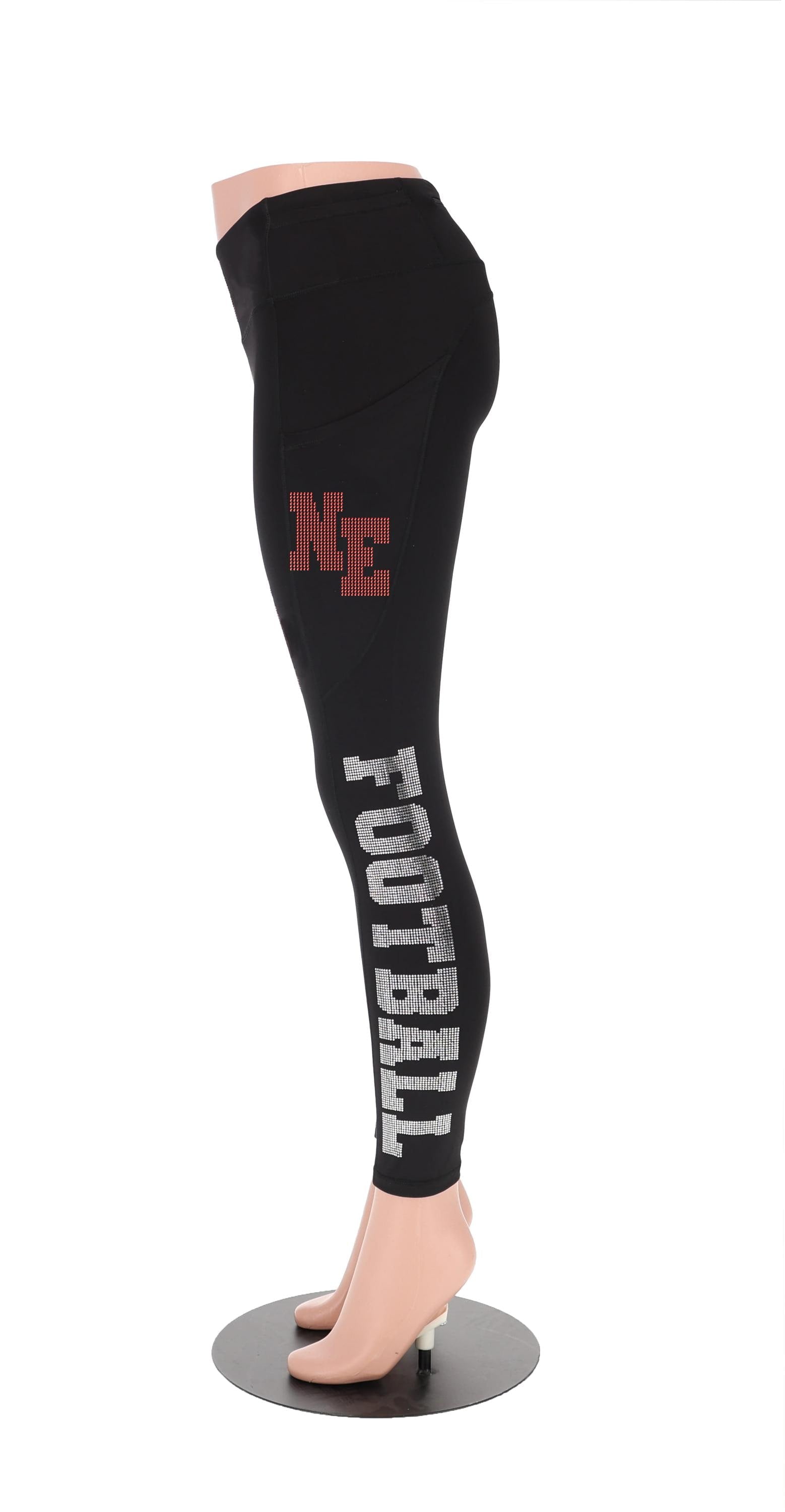 Rhinestone Football Leggings: New England Glitter Yoga Pants