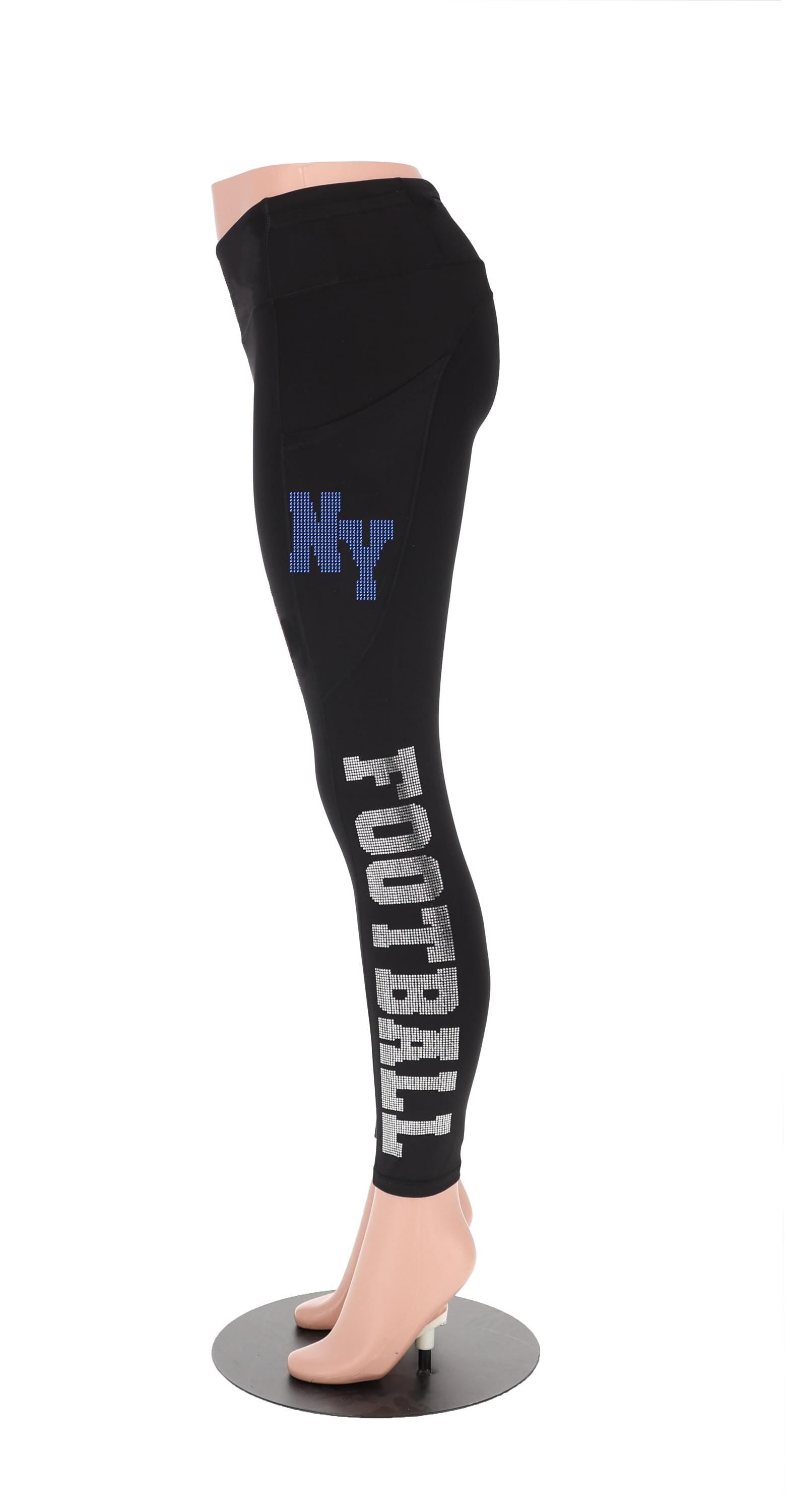 New York Rhinestone Football Leggings: Women's Active Wear