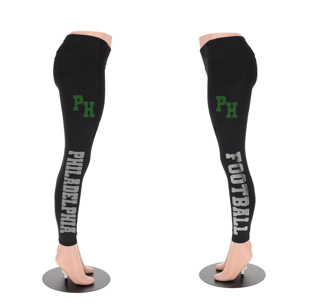 Philadelphia Rhinestone Football Leggings: Bling Game Day Pants